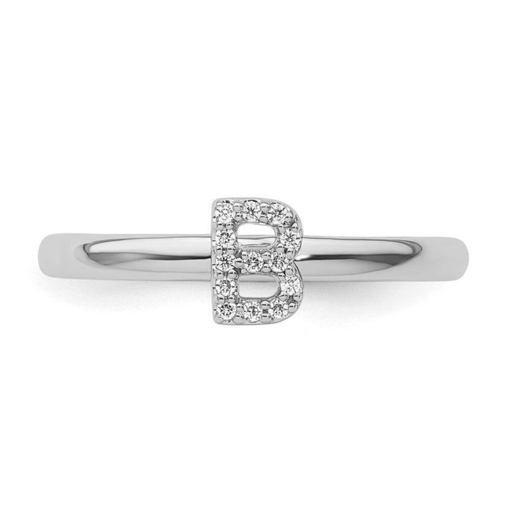 Kazi Luxury 14k White Gold Stackable Diamond Init… - image 4